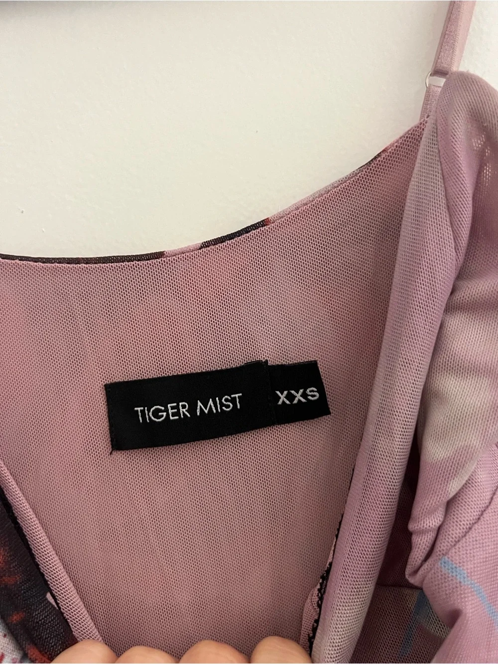Tiger Mist Pink Floral Mesh Lace Asymmetrical Slip Dress XXS